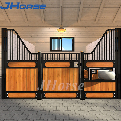蝶番を付けられたドア3Dの設計馬の停止は屋外の携帯用馬の停止の正面玄関箱にパネルをはめる