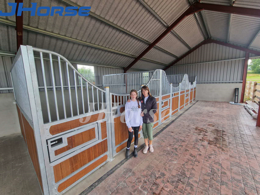 カスタマイズされた色の馬の馬小屋は鉄骨フレームの振動ドアが付いている標準的な完全なタケにパネルをはめる