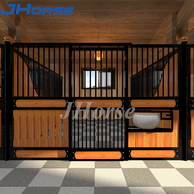 馬の停止の正面玄関のタケによって電流を通される大きい馬の馬小屋を滑らせるDiy